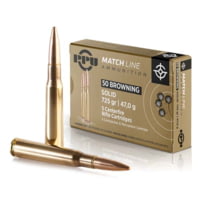 PPU TR&amp;Z Match .50 BMG 725 Grain Full Metal Jacket Brass Cased Rifle Ammunition