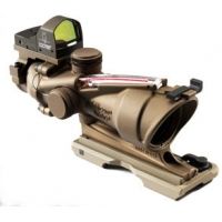 Trijicon Dark Earth Brown ACOG 4x32 Scope, Dual Illuminated Red Crosshair.223 Ballistic Reticle Backup Iron Sights, ARMS Throw-lever mount and Dust cover