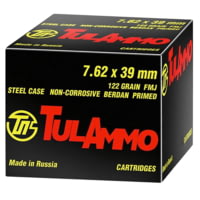 TulAmmo 7.62x39mm 122 Grain Full Metal Jacket FMJ Steel Cased Centerfire Rifle Ammunition