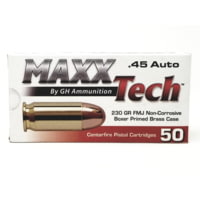 MAXXTECH .45 ACP 230 Grain Full Metal Jacket Brass Cased Centerfire Pistol Ammunition