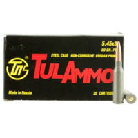 TulAmmo 5.45x39mm 60 Grain Full Metal Jacket Steel Cased Centerfire Rifle Ammunition