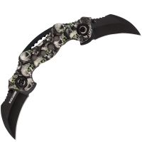 United Cutlery Black Legion Green Eyed Skull Mayhem Double Karambit Knife w/ 2.5in Blade