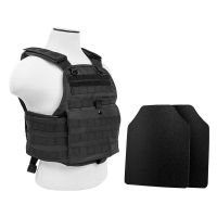 Vism Plate Carrier Vest w/2 10x12in Level IIIA Shooters Cut Hard Ballistic Panels