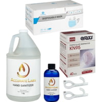 OpticsPlanet PPE Kit (50 3Ply Masks + 40 KN95 Masks + 1gal Hand Sanitizer + 8oz Hand Sanitizer + 2 NoTouch Keyrings) for Pandemic Flu Preparedness &amp; Protection