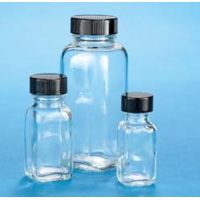 VWR French Square Bottles, Clear, Wide Mouth VW5610228V21 Convenience Packs With Caps Attached