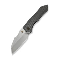 We Knife Co Ltd High-fin Xl Thumb Stud Knife Diamond Patterned Polished Gray Titanium Handle 3.48inch Hand Rubbed Satin Cpm 20cv Blade We24010-6