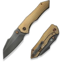 We Knife Co Ltd Weknife High-fin Xl Thumb Stud Knife Diamond Patterned Golden Polished Titanium Handle 3.48inch Polished Gray Cpm 20cv Blade We24010-3