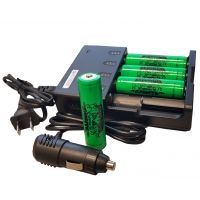 Wicked Hunting Lights 4-Position 18650 Charger Kit w/ 18650 Li-Ion Batteries
