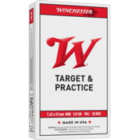 Winchester USA 7.62x51mm NATO 149 Grain M80 Full Metal Jacket Brass Cased Centerfire Rifle Ammunition