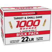 Winchester .22LR 36 Grain Copper Plated Hollow Point Brass Cased Rifle Ammunition