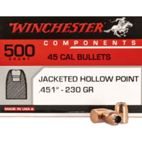 Winchester Ammo Centerfire Handgun Reloading .45 Caliber .451 230 Grain Jacketed Hollow Point Pistol Bullets