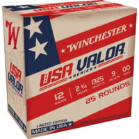 Winchester USA VALOR 12 Gauge 2.75in 00 Buck Centerfire Shotgun Buckshot Ammunition