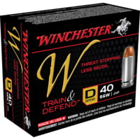 Winchester Ammo W Train And Defend 40 S&amp;W 180 Gr Jacketed Hollow Point Ammunition