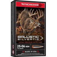 Winchester Ballistic Silvertip .25-06 Remington 115 grain Fragmenting Polymer Tip Brass Cased Centerfire Rifle Ammunition
