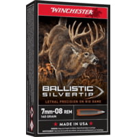 Winchester Ballistic Silvertip 7mm-08 Remington 140 grain Fragmenting Polymer Tip Brass Cased Centerfire Rifle Ammunition