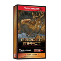 Winchester Copper Impact 7mm Remington Magnum 150 Grain Extreme Point Copper Brass Rifle Ammunition