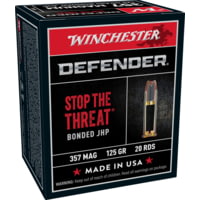 Winchester Defender Handgun .357 Magnum 125 grain Bonded Jacketed Hollow Point Brass Cased Centerfire Pistol Ammunition