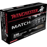 Winchester Match .338 Lapua Magnum 250 grain Boat Tail Hollow Point Centerfire Rifle Ammunition