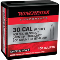 Winchester Rifle Bullets, 300 Blackout, 200 Grain, Open Tip