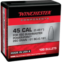 Winchester Rifle Bullets, 450 Bushmaster, 260 Grain, Power-Point