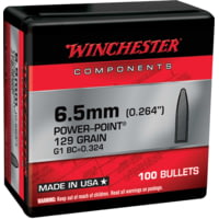 Winchester Rifle Bullets, 6.5 Creedmoor, 129 Grain, Power-Point