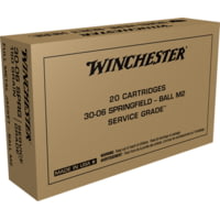 Winchester Service Grade .30-06 Springfield 150 grain Ball (M2) Full Metal Jacket (FMJ) Brass Centerfire Rifle Ammunition