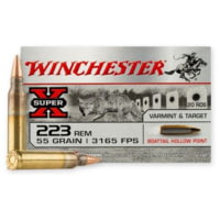 Winchester Super X .223 Remington, 55 Grain, Boat Tail Hollow Point BTHP, Brass Cased, Centerfire Rifle Ammunition