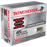 Winchester Super-X Handgun .45 ACP 185 grain Silvertip Jacketed Hollow Point Brass Cased Centerfire Pistol Ammunition