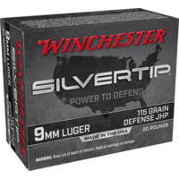 Winchester Silvertip 9 mm Luger 115 grain Jacketed Hollow Point Centerfire Pistol Ammunition