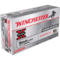 Winchester Super-X Handgun 9 mm Luger 147 grain Silvertip Jacketed Hollow Point Brass Cased Centerfire Pistol Ammunition