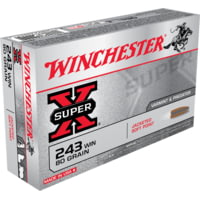 Winchester Super-X RIFLE .243 Winchester 80 grain Jacketed Soft Point Brass Cased Centerfire Rifle Ammunition