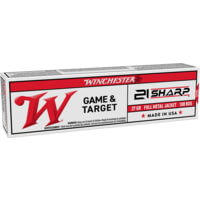Winchester USA .21 Sharp 37 Grain Full Metal Jacket Brass Cased Rimfire Ammunition