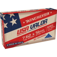 Winchester USA 7.62x51mm 149 Grain Full Metal Jacket Brass Rifle Ammunition