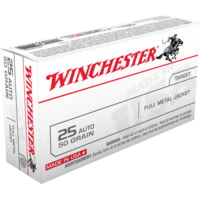 Winchester USA Handgun .25 ACP 50 grain Full Metal Jacket Centerfire Pistol Ammunition