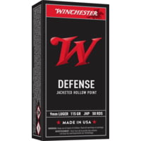 Winchester USA Handgun 9mm Luger 115 Grain Jacketed Hollow Point (JHP) Centerfire Pistol Ammunition