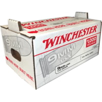 Winchester USA Handgun 9 mm Luger 115 grain Full Metal Jacket (FMJ) Brass Casing Centerfire Pistol Ammunition