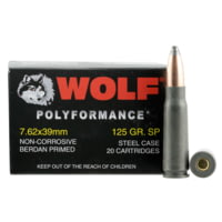 Wolf Ammo PolyFormance 7.62x39mm 125 Grain Soft Point Steel Cased Centerfire Rifle Ammunition