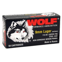 Wolf Ammo PolyFormance 9mm Luger 115 Grain Full Metal Jacket Steel Cased Centerfire Pistol Ammunition