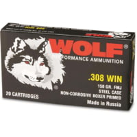 Wolf Ammo Performance .308 Winchester 150 Grain Full Metal Jacket Steel Cased Centerfire Rifle Ammunition