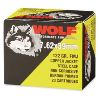 Wolf Ammo Performance 7.62x39mm 122 Grain Copper Full Metal Jacket Steel Cased Centerfire Rifle Ammunition
