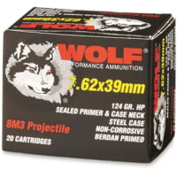 Wolf Ammo Performance 7.62x39mm 124 Grain 8M3 Hollow Point Steel Cased Centerfire Rifle Ammunition