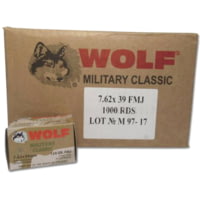 Wolf Ammo Military Classic Rifle Ammunition 7.62x39 124 gr FMJ 2330 fps