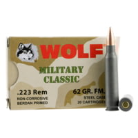 Wolf Ammo Military Classic .223 Remington 62 Grain Full Metal Jacket Steel Cased Centerfire Rifle Ammunition