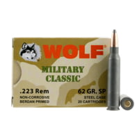 Wolf Ammo Military Classic .223 Remington 62 Grain Soft Point Steel Cased Centerfire Rifle Ammunition