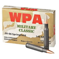 Wolf Ammo Military Classic .30-06 Springfield 145 Grain Full Metal Jacket Steel Cased Centerfire Rifle Ammunition