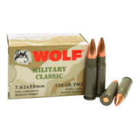 Wolf MC762BFMJ Military Classic 7.62x39mm 124 Gr Full Metal Jacket (FMJ) 20 Bx/
