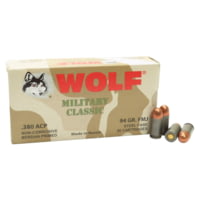 Wolf Ammo Military Classic .380 ACP 94 Grain Full Metal Jacket Steel Cased Centerfire Pistol Ammunition