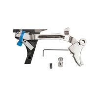 Zev Technologies Fulcrum Drop In Trigger Kit Stainless Trigger Pad With Black Safety For Gen 1/2/3 Glock 17/19/26/34 DRP-9-S-B