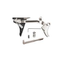Zev Technologies Fulcrum Ultimate Trigger Kit Stainless Trigger Pad With Black Safety Gen 4 Fits Glock 17/19/26/34 FULULT4G9ST