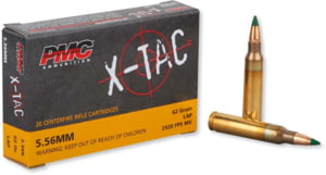 PMC Ammunition 556K X-Tac, 5.56x45mm NATO, 62 grain, Light Armor Piercing, Brass, Centerfire Rifle Ammo, 20, 5.56